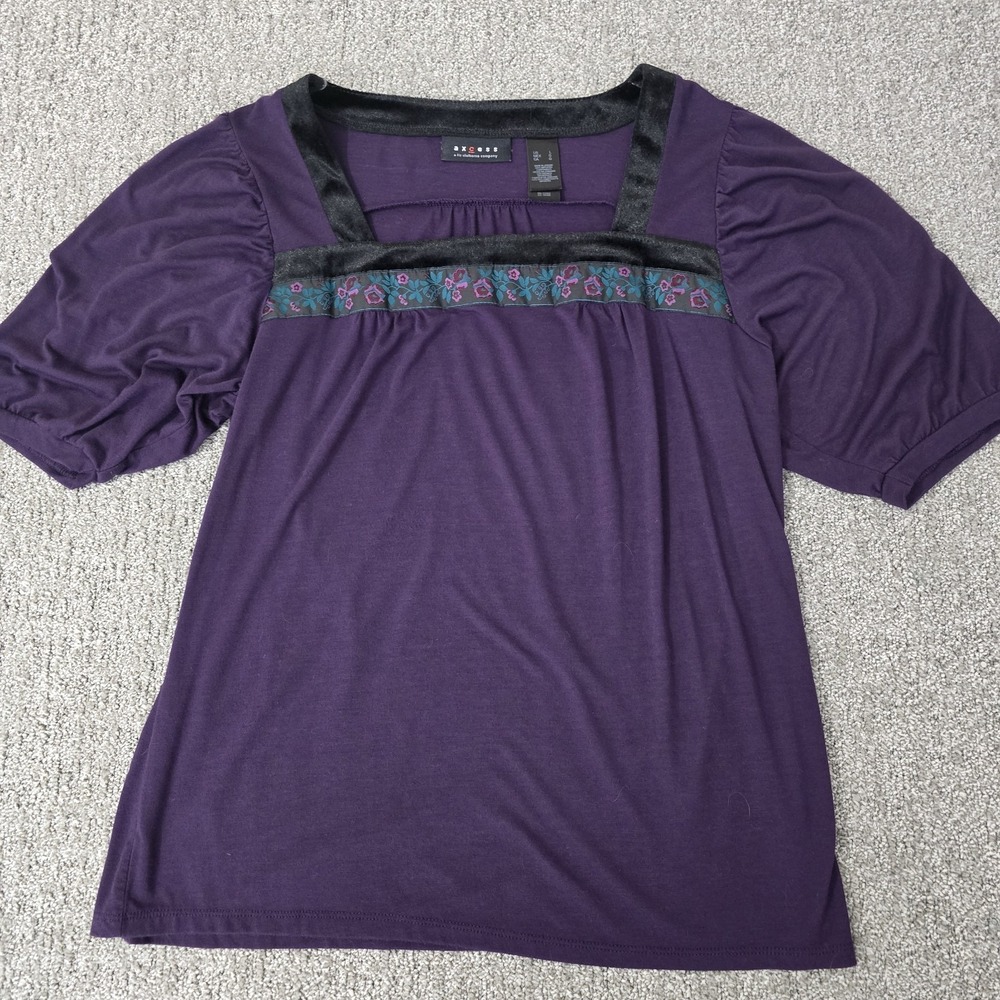 Whimsigoth Purple Velvet Puff Sleeve Top Fairy Grunge Boho Goth Large